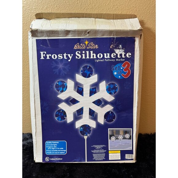 Vintage Brite Star Frosty Silhouette Lighted Pathway Marker Set Of 3 - Picture 1 of 6